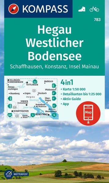 KOMPASS Wanderkarte 783 Hegau Westlicher Bodensee, Schaffhausen, Konstanz, Insel Mainau 1:50.000