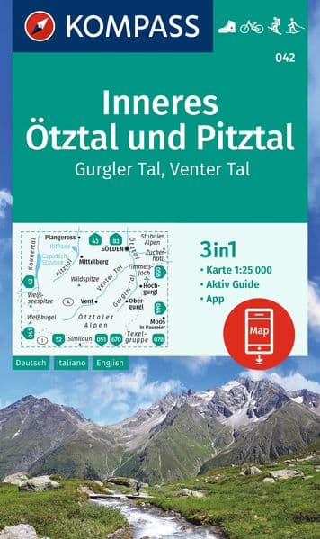 KOMPASS Wanderkarte 042 Inneres Ötztal und Pitztal, Gurgler Tal, Venter Tal 1:25.000