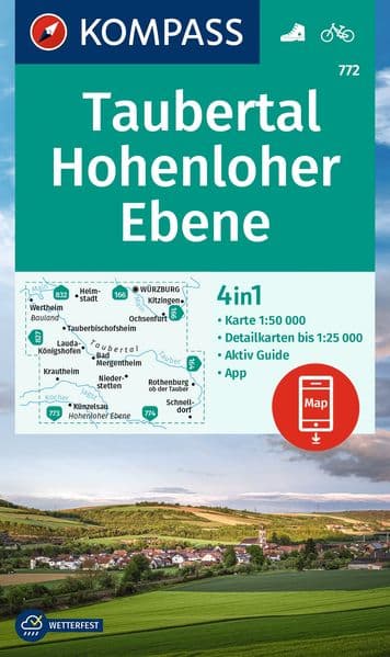 KOMPASS Wanderkarte 772 Taubertal, Hohenloher Ebene 1:50.000