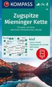 KOMPASS Wanderkarte 25 Zugspitze, Mieminger Kette, Ehrwald, Lermoos, Garmisch-Partenkirchen, Reutte