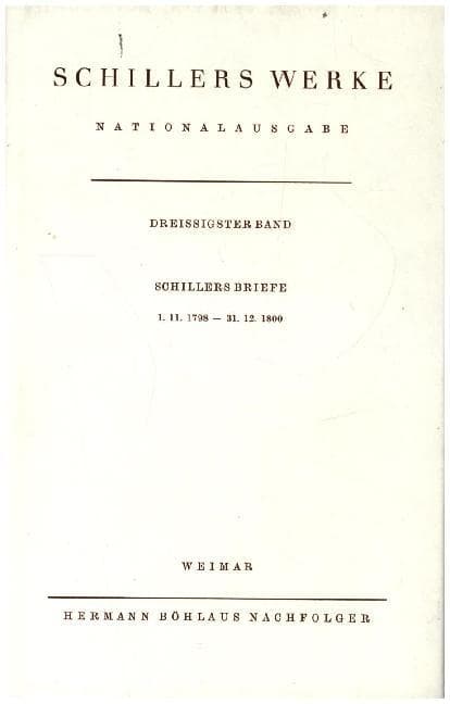 Briefwechsel, Schillers Briefe 1.11.1798-31.12.1800