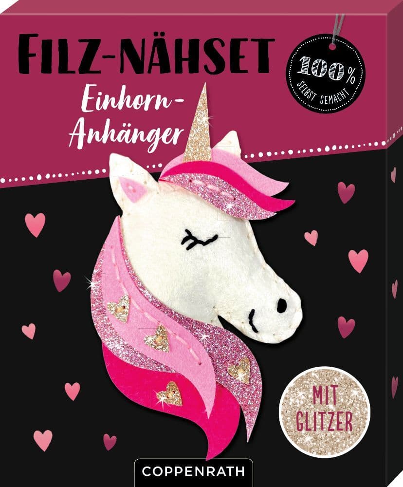 Coppenrath - 100% selbst gemacht - Filz-Nähset Einhorn-Anhänger, Herzen