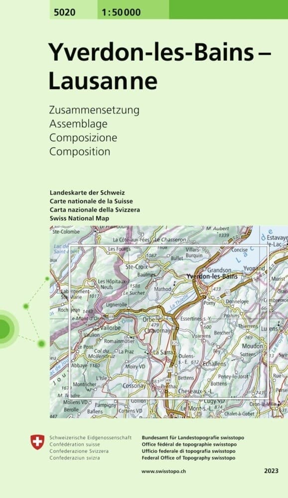 Landeskarte der Schweiz 5020 Yverdon - Lausanne