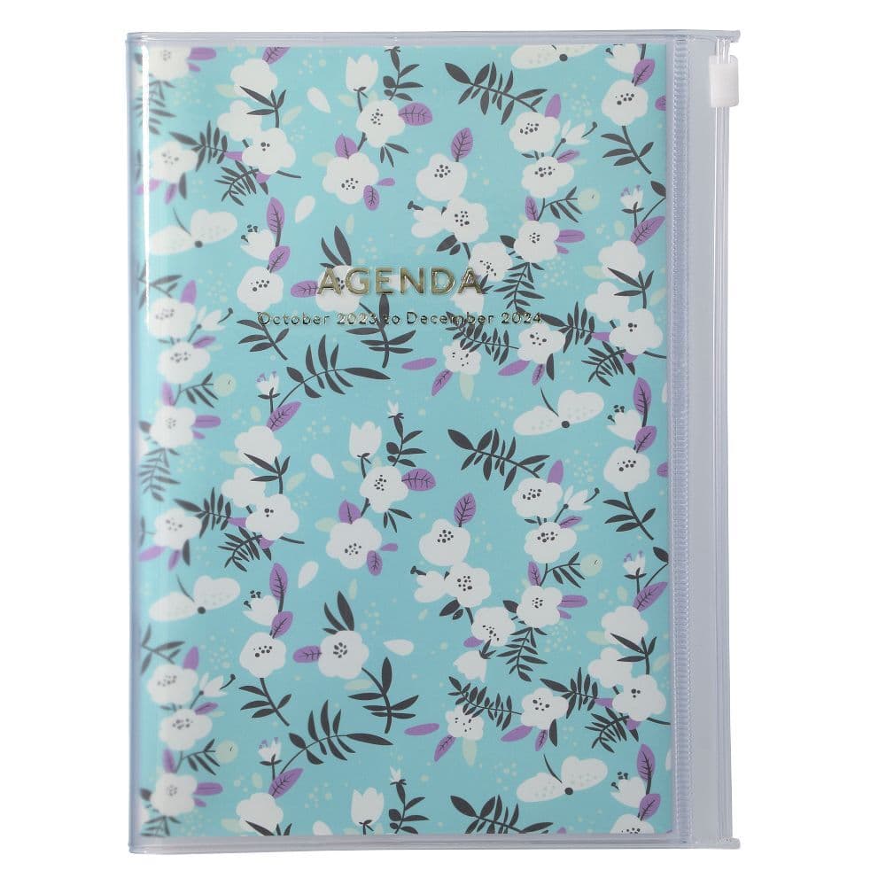 MARK'S 2023/2024 Taschenkalender B6 vertikal, Flower Pattern, Turqoise