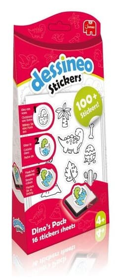 Jumbo 1110100106 - Dessineo Stickers Dino's Pack, Dinosaurier-Malset, Schritt für Schritt zeichnen lernen!