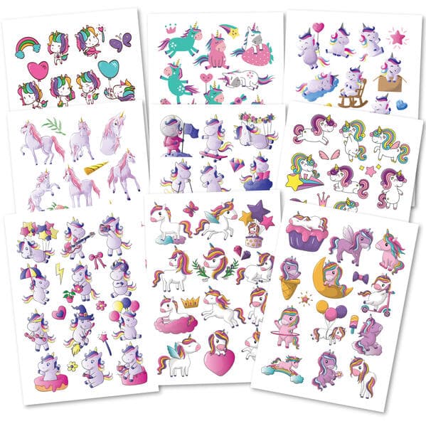 150 hautfreundliche Kindertattoos - Thema: Einhorn-Magie