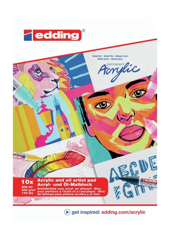 edding 30010 Acryl- und Ölmalblock A3 10 Blatt weiß