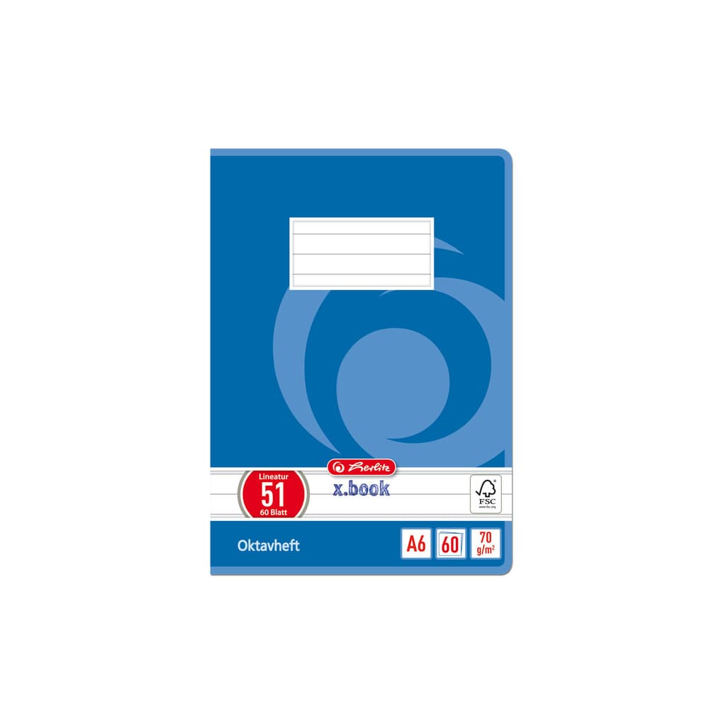 Herlitz Oktavheft A6 liniert 60 Blatt