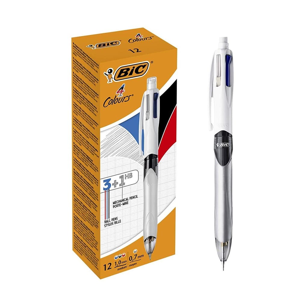 BIC Kugelschreiber 4 Colours 3+1 HB, 12er Set