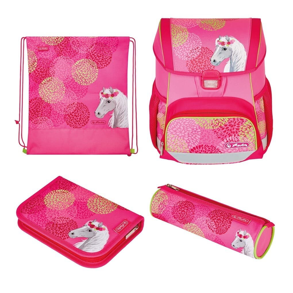 Herlitz Schulranzen Loop Plus Bloomy Horse 16 Liter befüllt