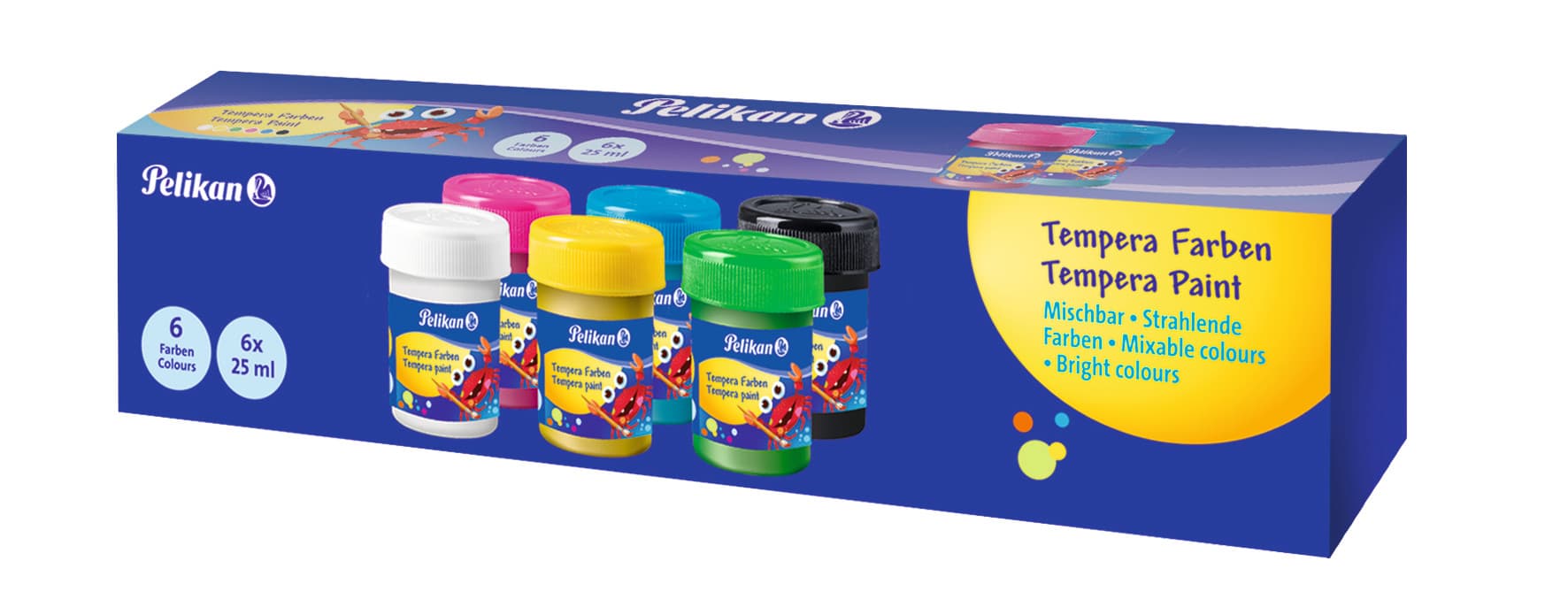 Pelikan Temperafarben Set, 6 Grundfarben je 25ml