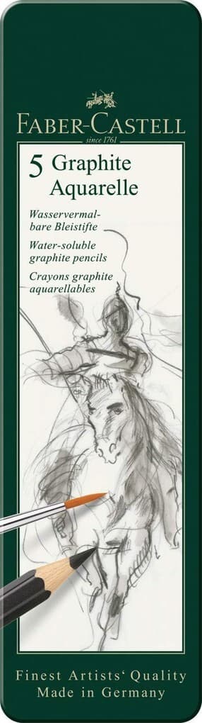Faber-Castell Aquarellbleistifte Graphite Aquarelle, HB 2B 4B 6B 8B, 5er Set
