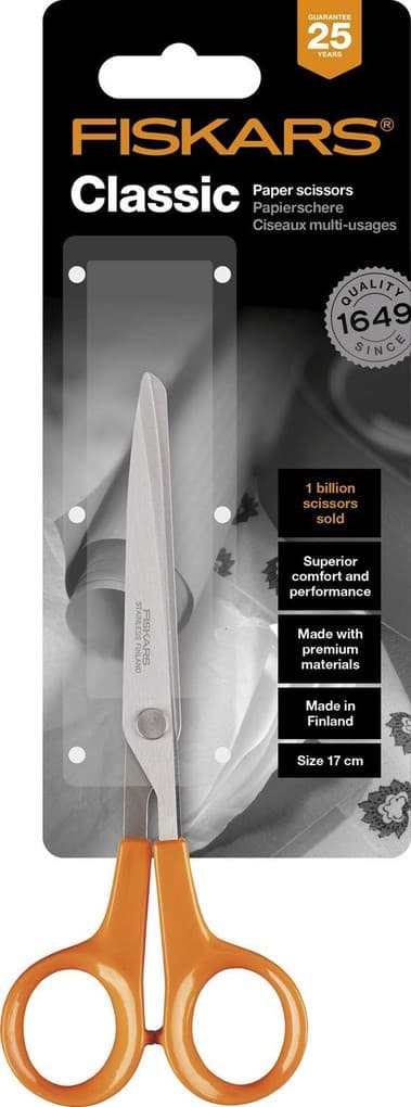 FISKARS Papier-Schere Classic 17 cm, Rechts+Linkshänder