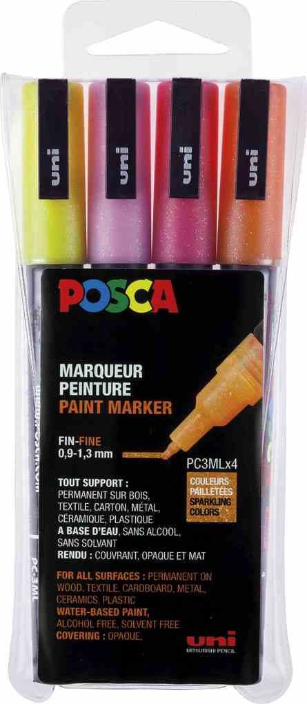 uni-ball Marker POSCA PC-3M Glitter warme Farben 4er Set