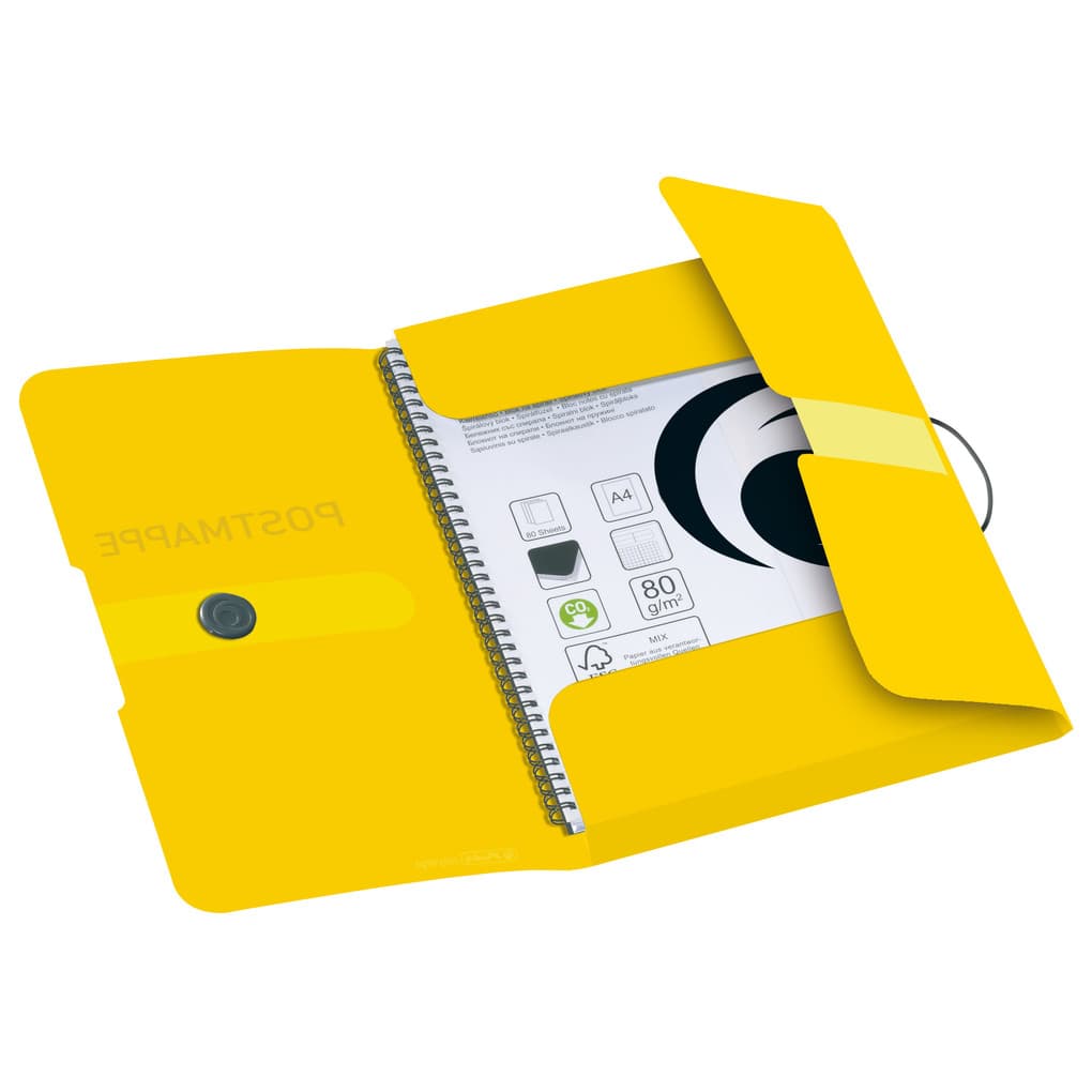 Herlitz Gummizugmappe PP A4 POSTMAPPE transparent gelb