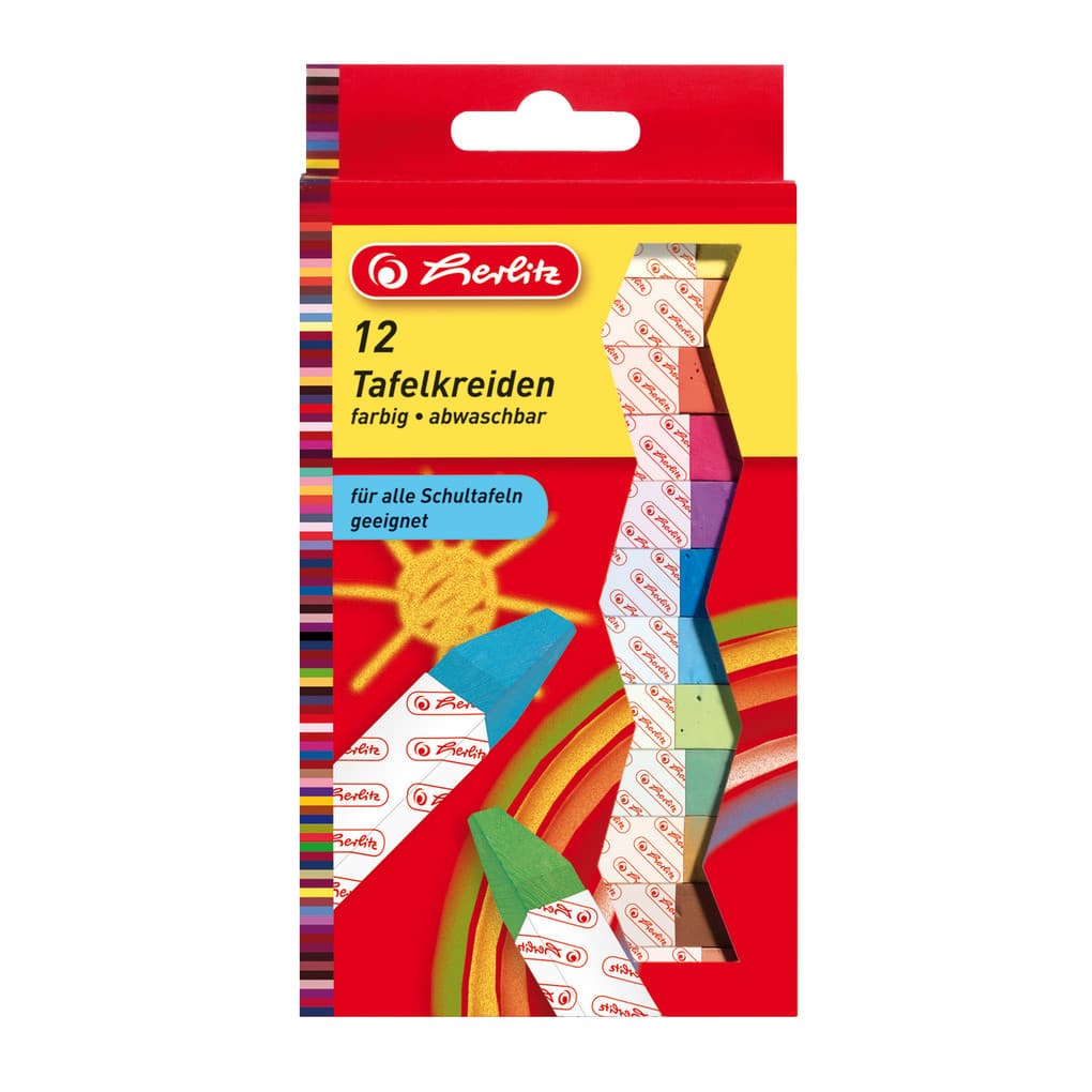 Herlitz Tafelkreide gewickelt, 12er Set farbig