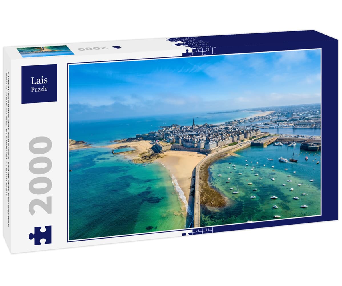 Lais Puzzle Luftaufnahme der schönen Stadt der Freibeuter - Saint Malo in der Bretagne, Frankreich 2
