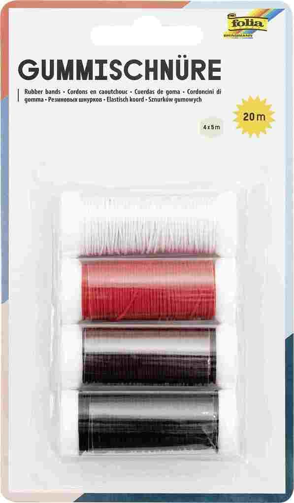 Folia Gummischnüre, 4 Farben à 5m sortiert