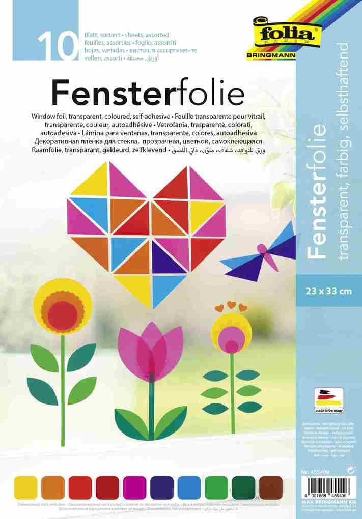 Folia Fensterfolie, 23x33cm, 10 Blatt, farbig sortiert