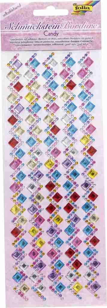 Folia Schmucksteinbordüren CRYSTAL CANDY, 1 Blatt, selbstklebend