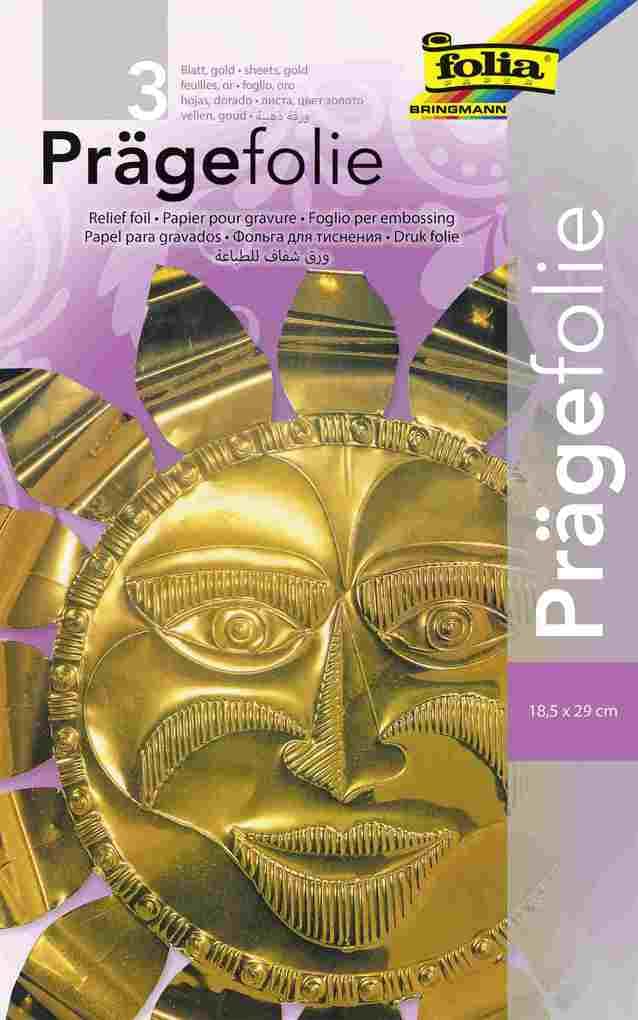 Folia Prägefolienmappe 70µ, 18,5x29cm, 3 Blatt, gold