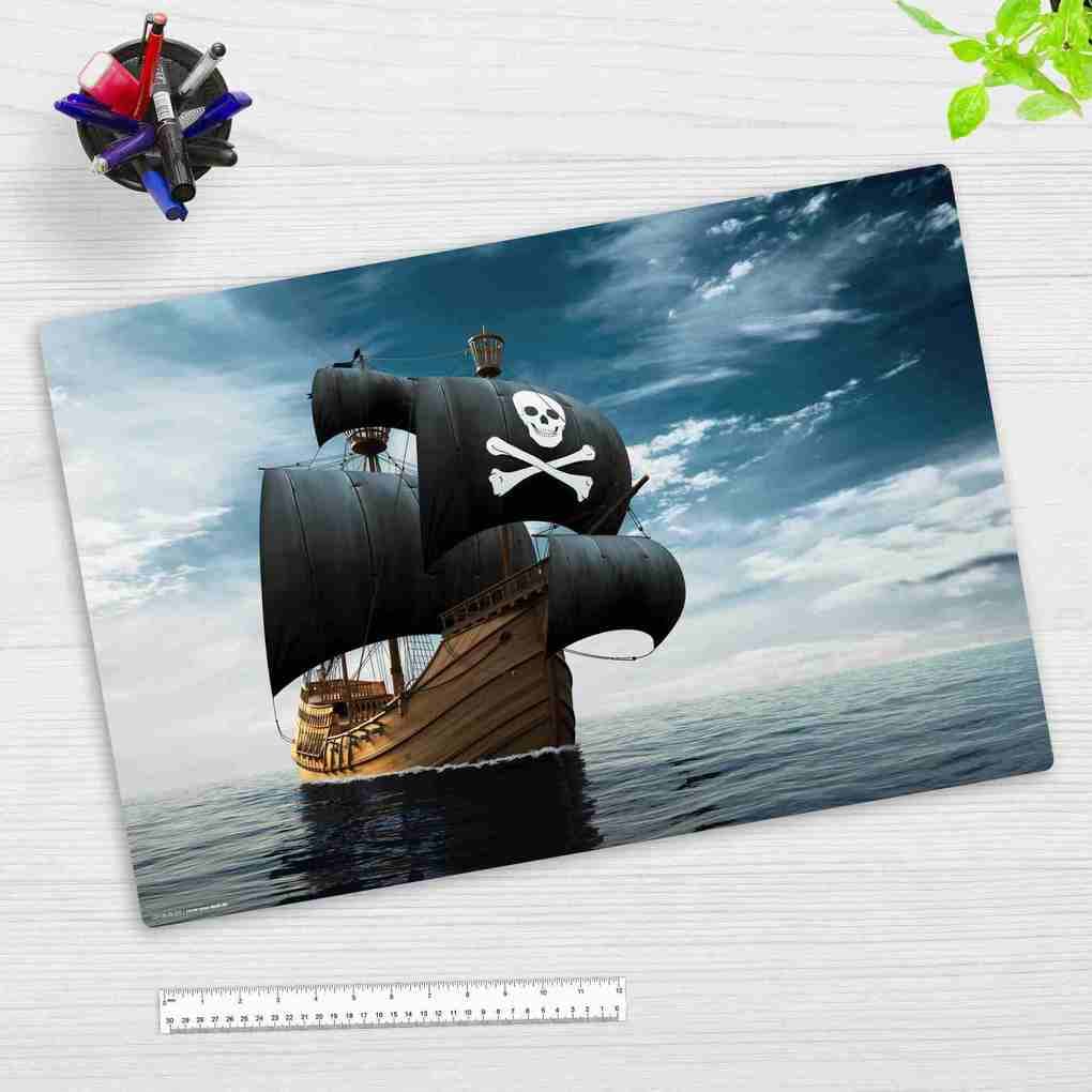 Cover-your-desk Schreibtischunterlage für Kinder und Erwachsene Piratenschiff, aus hochwertigem Vinyl , 60 x 40 cm