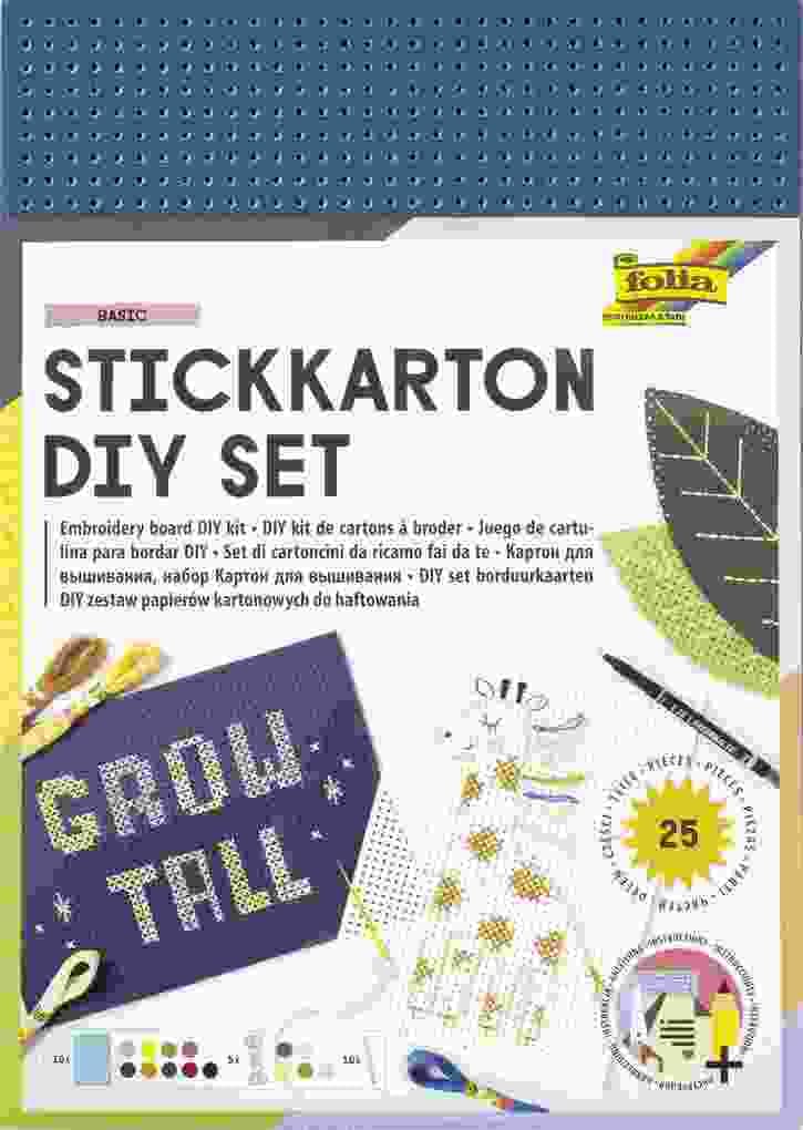 Folia Stickkarton DIY Set, 25-teilig, unbedruckt