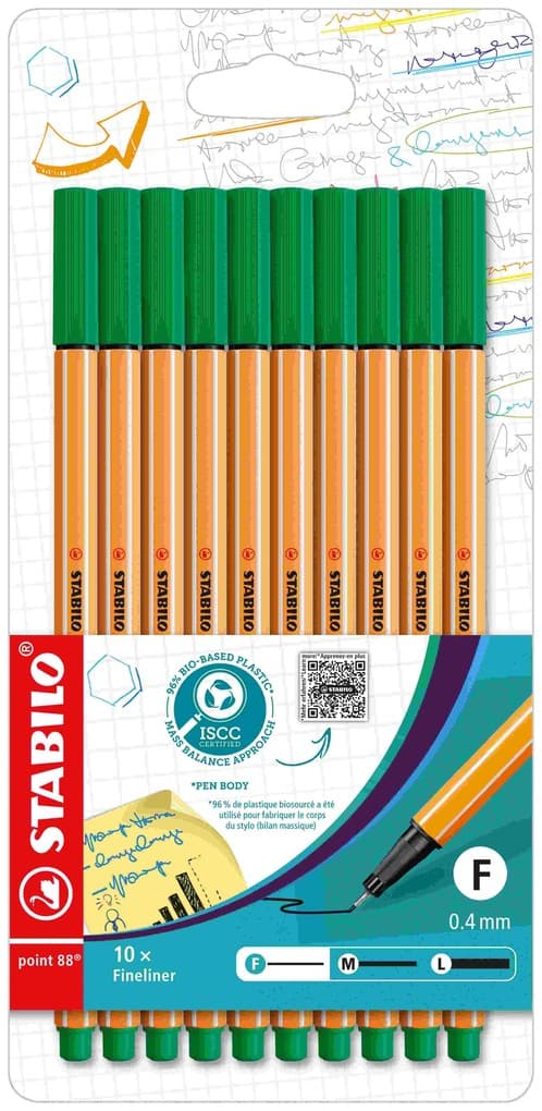 STABILO Fineliner Fineliner point 88, 10er Set - grün