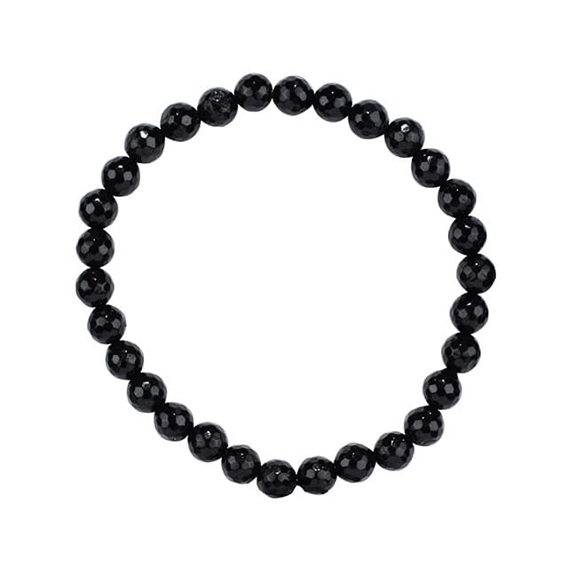 Armband, Schörl facettiert, Kugeln 6mm