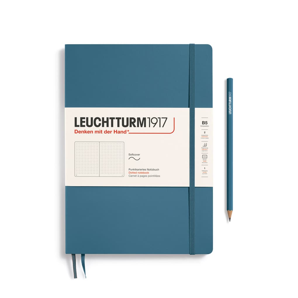 Notizbuch Composition (B5), Softcover, 123 nummerierte Seiten, Stone Blue, Dotted