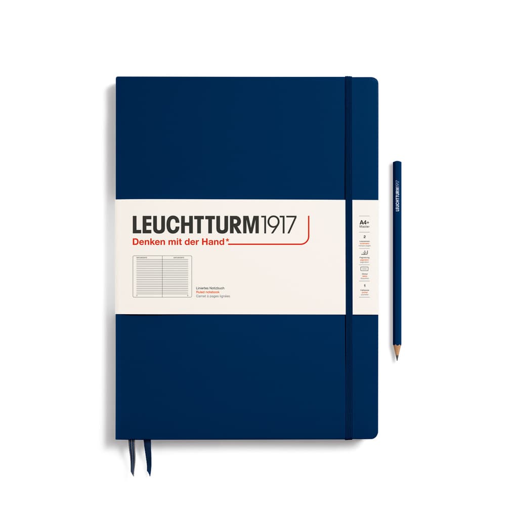 Notizbuch Master Slim (A4+), Hardcover, 123 nummerierte Seiten, Marine, Liniert