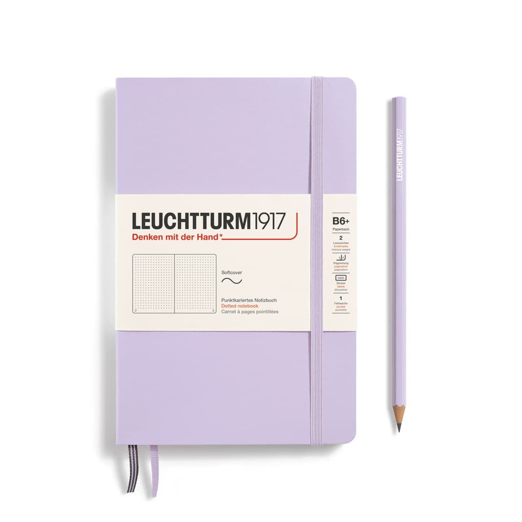Notizbuch Paperback (B6+), Softcover, 123 nummerierte Seiten, Lilac, Dotted