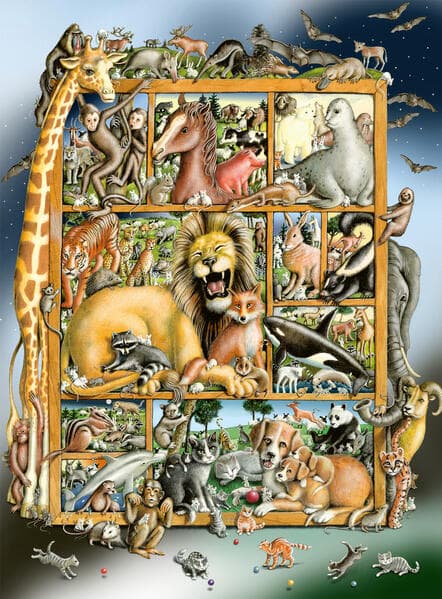 Kinderpuzzle 100 XXL Teile - Tiere im Regal
