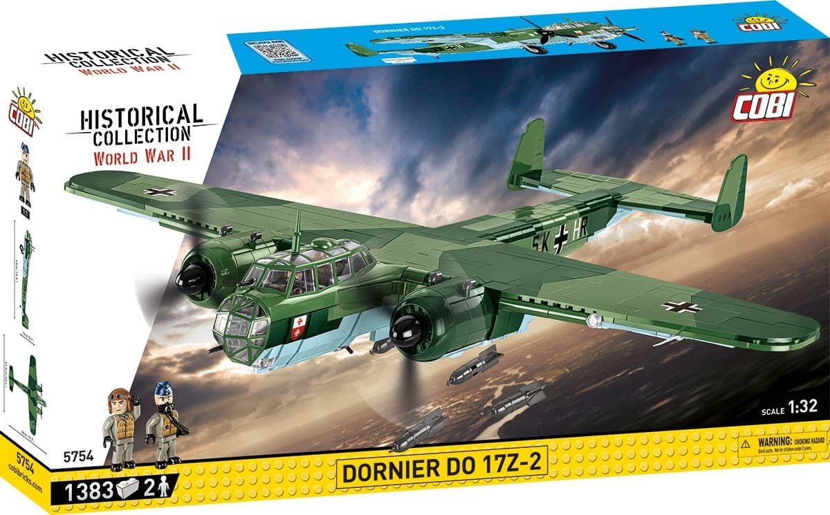 COBI Historical Collection 5754 - Dornier Do17 Z-2, WWII, Flugzeug, Bomber, Bausatz, 1:32, 1383 Klemmbausteine