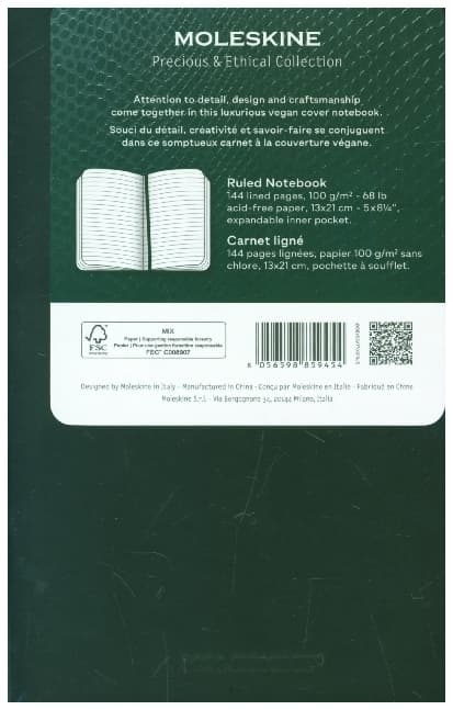 Moleskine Vegea Capri Notizbuch, Large/A5, liniert, weicher Einband, orange, in Box