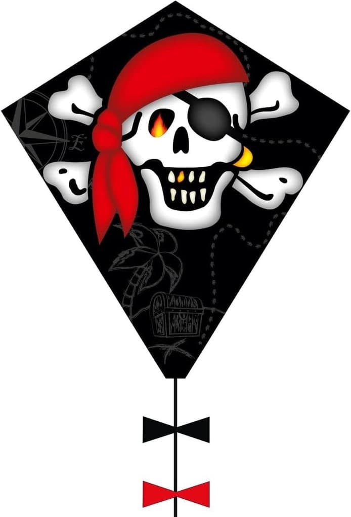 Invento 102108 - Eddy Jolly Roger, Piraten Einleiner Drachen, 50x54cm + 2,5m Drachenschwanz