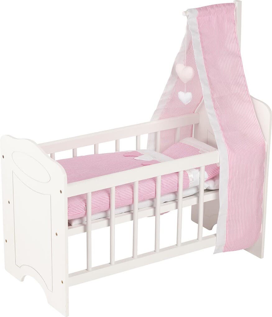 Goki 51762 - Puppenbett mit Himmel und Bettzeug