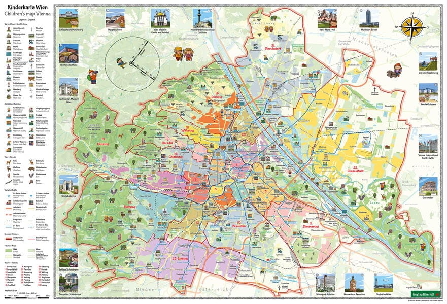 Kinderkarte Wien, Poster metallbestäbt 1:40.000, freytag & berndt
