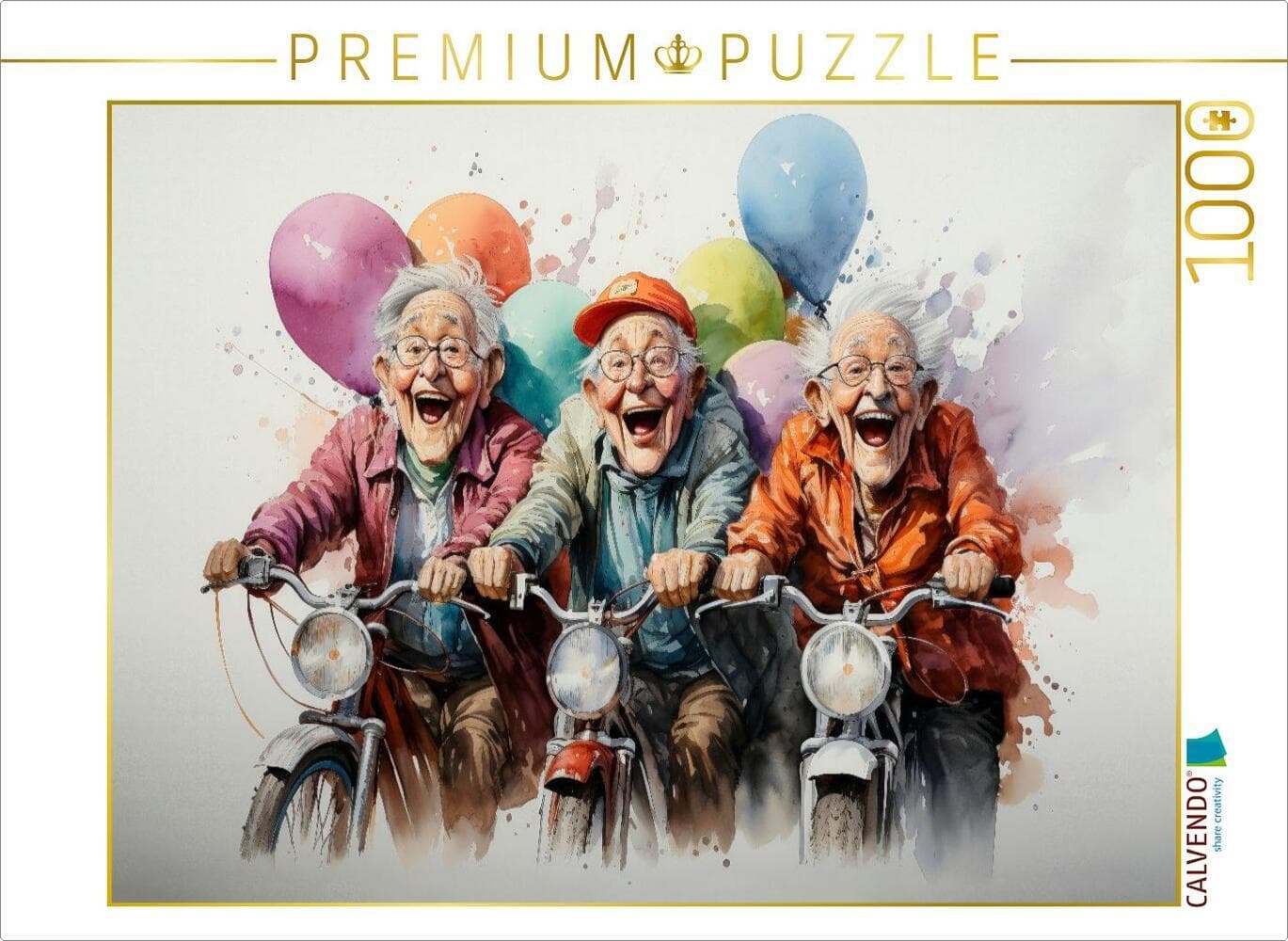 CALVENDO Puzzle Lustige Rentner - Mopedasflug | 1000 Teile Lege-Größe 64x48cm Foto-Puzzle für glückl