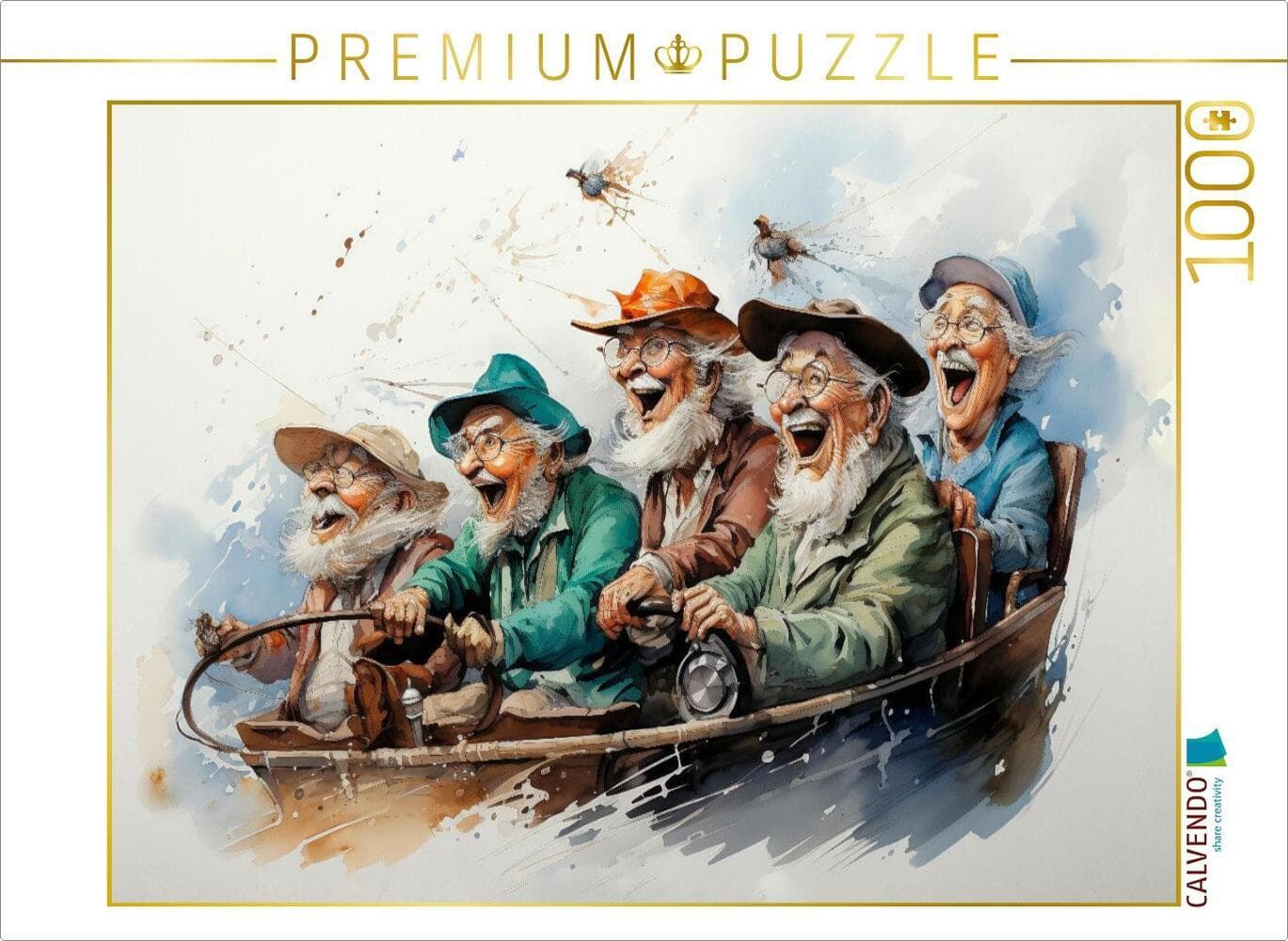 CALVENDO Puzzle Lustige Rentner - Achterbahnsause | 1000 Teile Lege-Größe 64x48cm Foto-Puzzle für gl