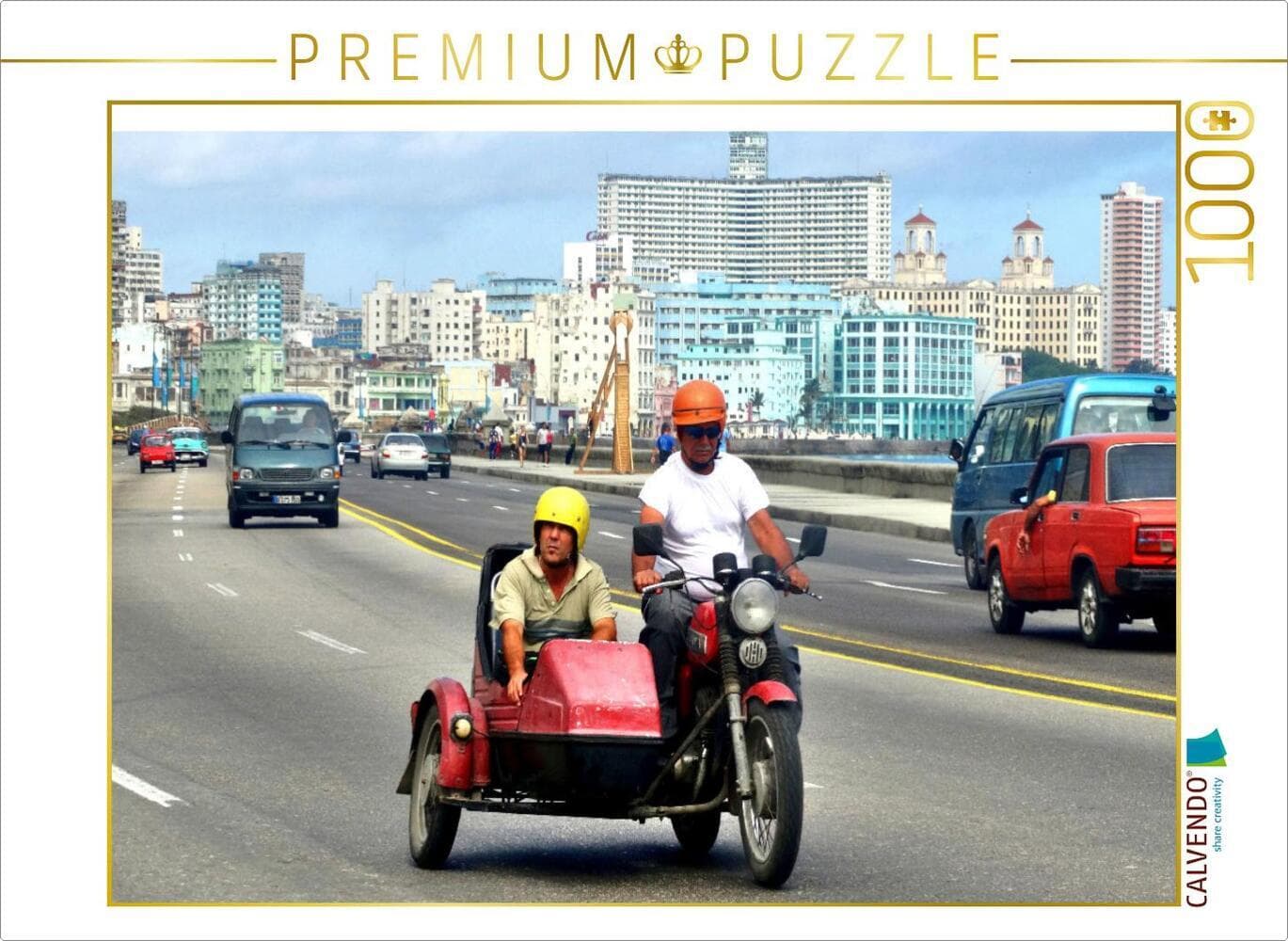 CALVENDO Puzzle Ein Motorrad-Gespann der Marke JAWA in Havanna | 1000 Teile Lege-Größe 64x48cm Foto-Puzzle für glückliche Stunden