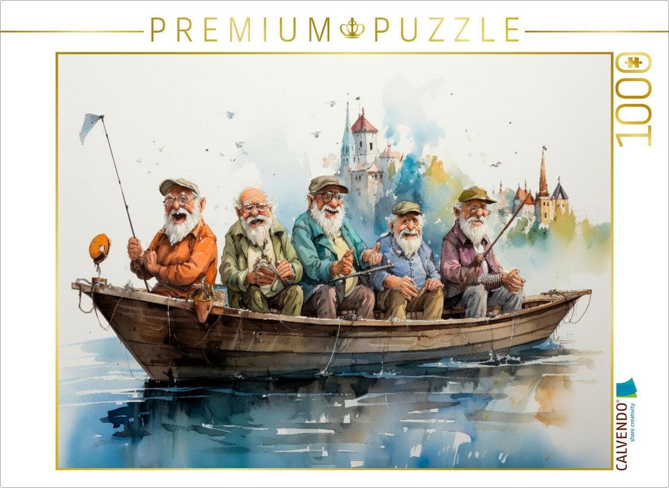 CALVENDO Puzzle Lustige Rentner - Angeltour | 1000 Teile Lege-Größe 64x48cm Foto-Puzzle für glücklic