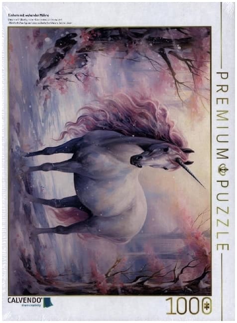 CALVENDO Puzzle Einhorn mit wehender Mähne | 1000 Teile Lege-Größe 64x48cm Foto-Puzzle für glückliche Stunden