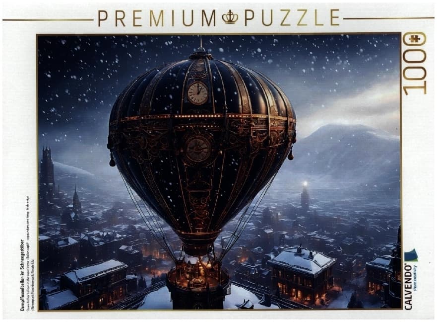 CALVENDO Puzzle Dampffesselballon im Schneegestöber | 1000 Teile Lege-Größe 64x48cm Foto-Puzzle für