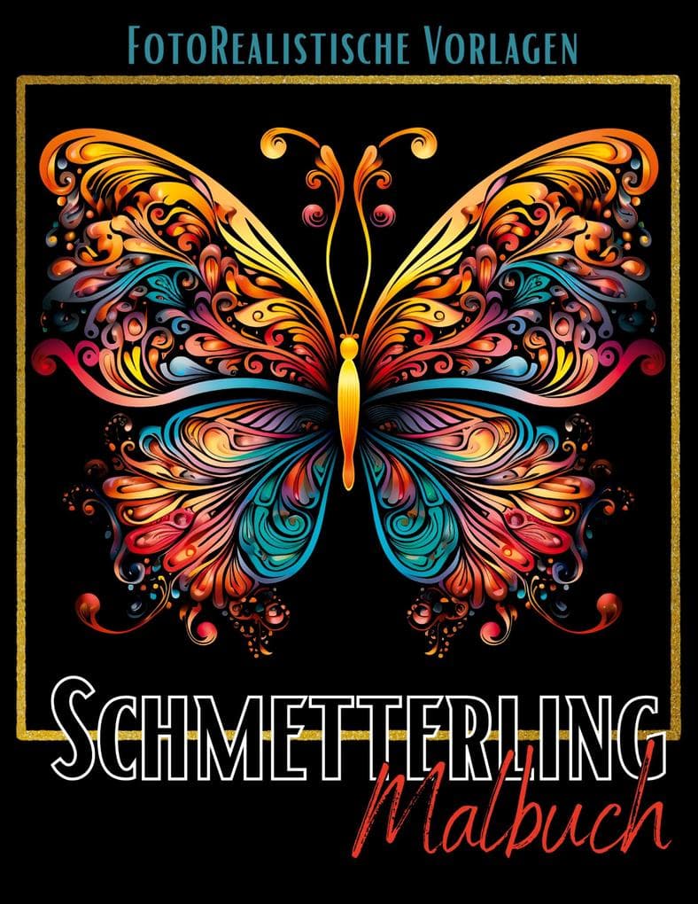 Malbuch Schmetterling Fotorealistisch.