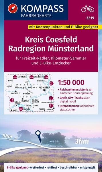 KOMPASS Fahrradkarte 3219 Kreis Coesfeld - Radregion Münsterland mit Knotenpunkten 1:50.000