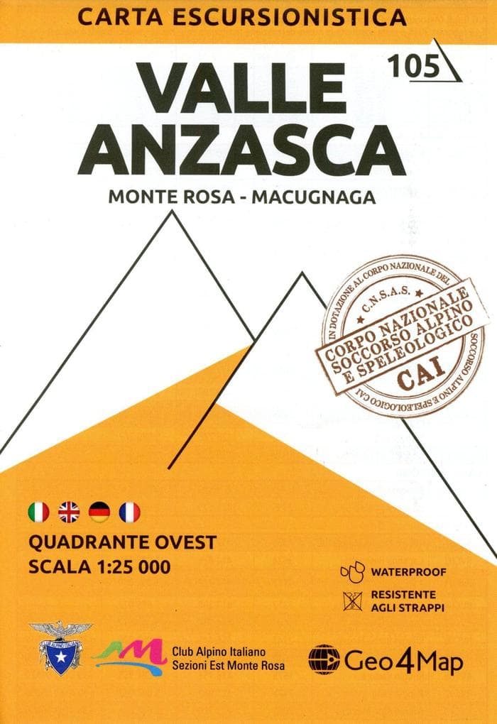 Valle Anzasca. Monte Rosa versante nord, Macugnaga 1:25.000