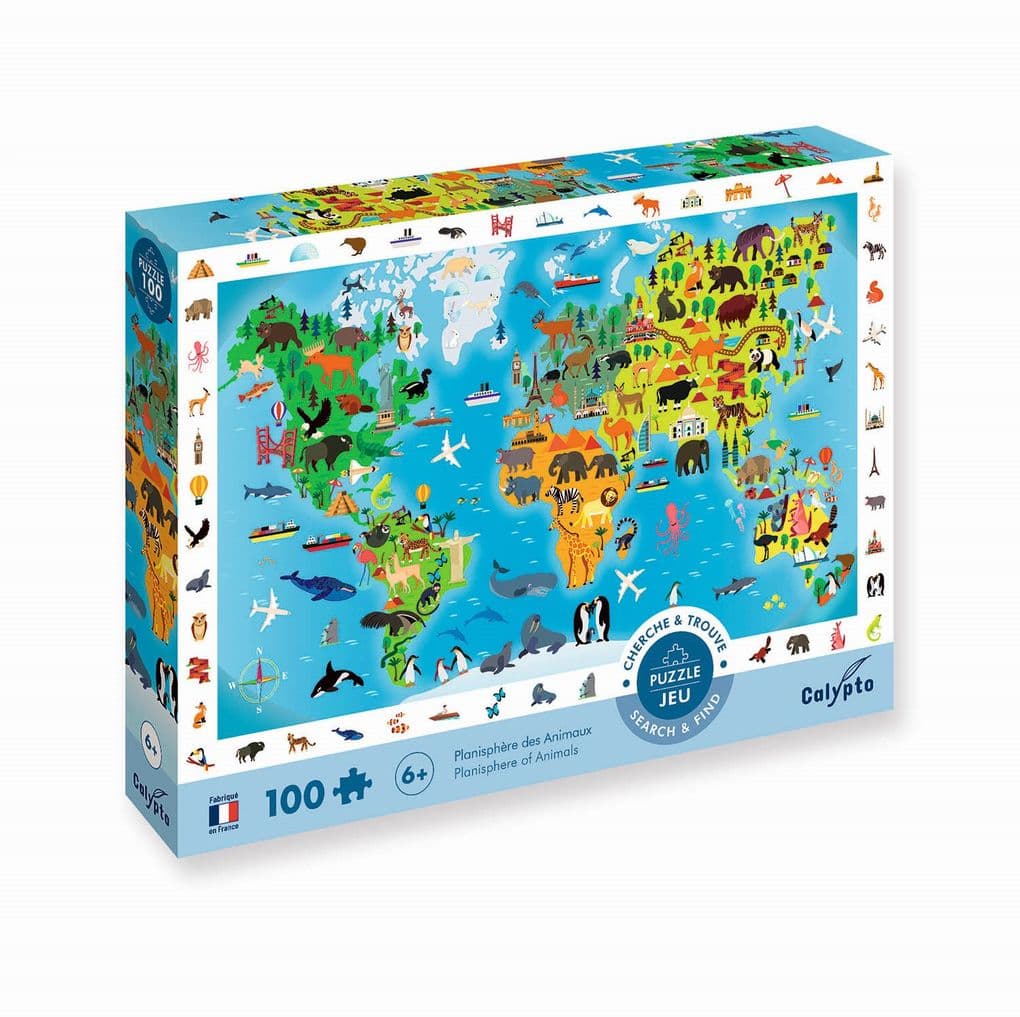 SentoSphere - Calypto - XL Puzzle - Tierweltkarte, 100 Teile