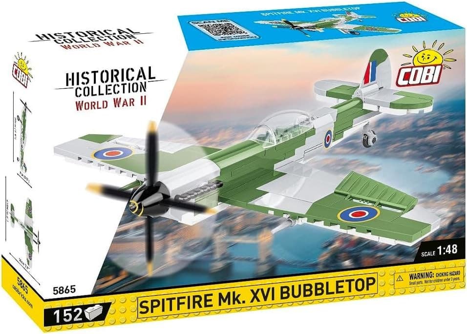 COBI Historical Collection 5865 - Spitfire Mk. XVI Bubbletop, Flugzeug WWII, Bausatz 152 Klemmbausteine