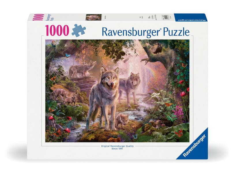 Erwachsenenpuzzle 1000 Teile - Wolfsfamilie im Sommer